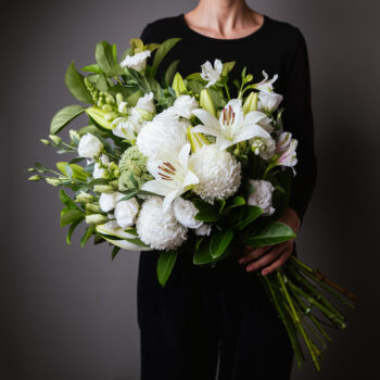 front facing white flower bouquet - Paula