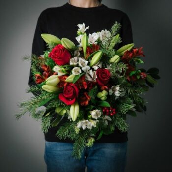 red rose and lily posy - Elsa