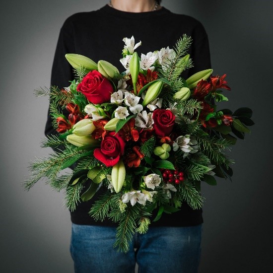 red rose and lily posy - Elsa
